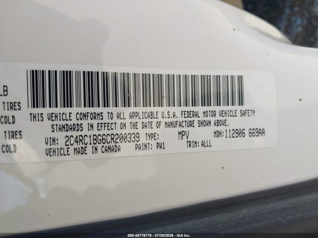45776776 :رقم المزاد ، 2C4RC1BG6CR200339 vin ، 2012 Chrysler Town & Country Touring مزاد بيع