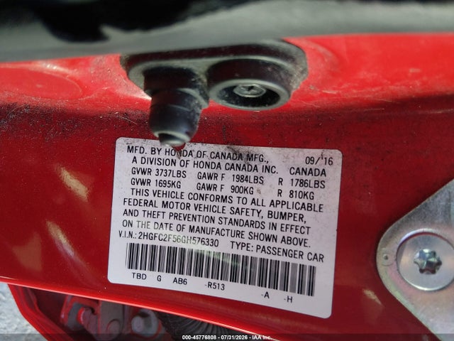 2HGFC2F56GH576330 Honda Civic Lx