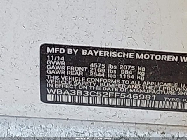 Продажа на аукционе авто 2015 Bmw 328i Xdrive, vin: WBA3B3C52FF546981, номер лота: 45776836