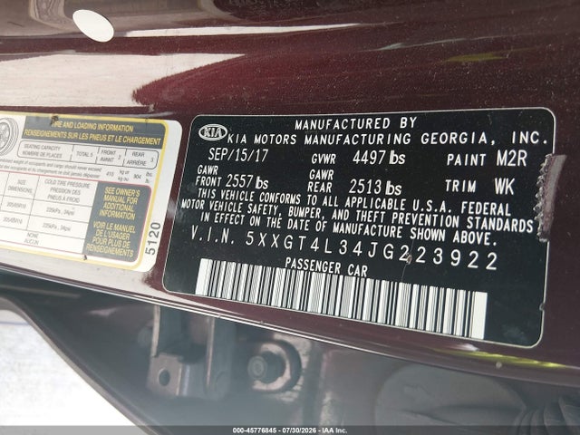 KIA Optima Lx 2018 5XXGT4L34JG223922 Image 9