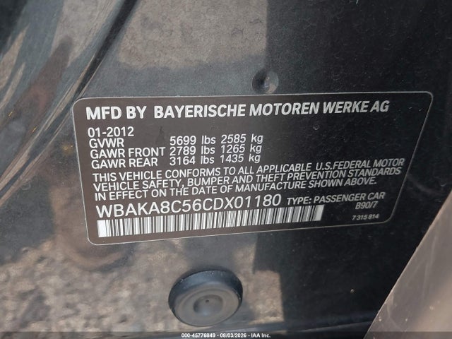 Продажа на аукционе авто 2012 Bmw 750i, vin: WBAKA8C56CDX01180, номер лота: 45776849