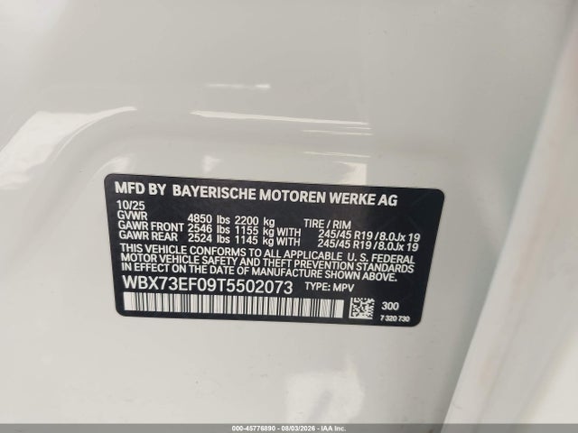 Aukcja sprzedaży 2026 Bmw X1 Xdrive28i, vin: WBX73EF09T5502073, numer aukcji: 45776890