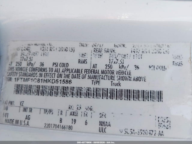 1FTMF1C81HKD51586 Ford F-150 Xl