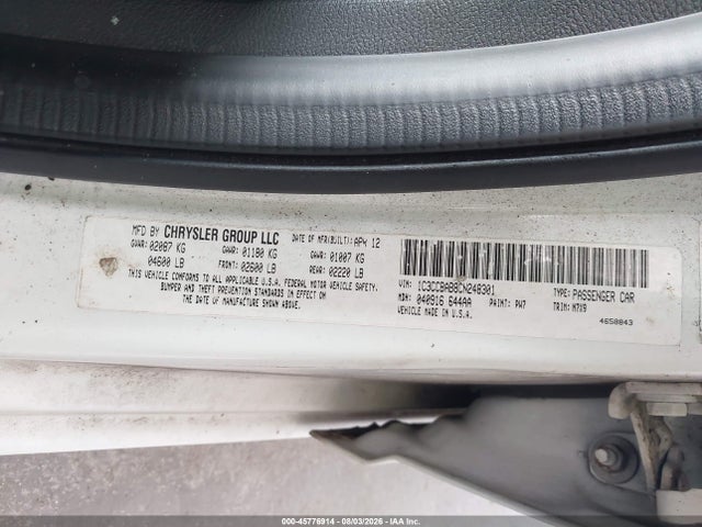 Продажа на аукционе авто 2012 Chrysler 200 Lx, vin: 1C3CCBAB8CN248301, номер лота: 45776914