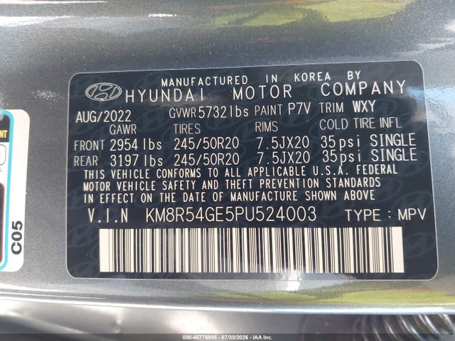 KM8R54GE5PU524003 Hyundai Palisade Limited