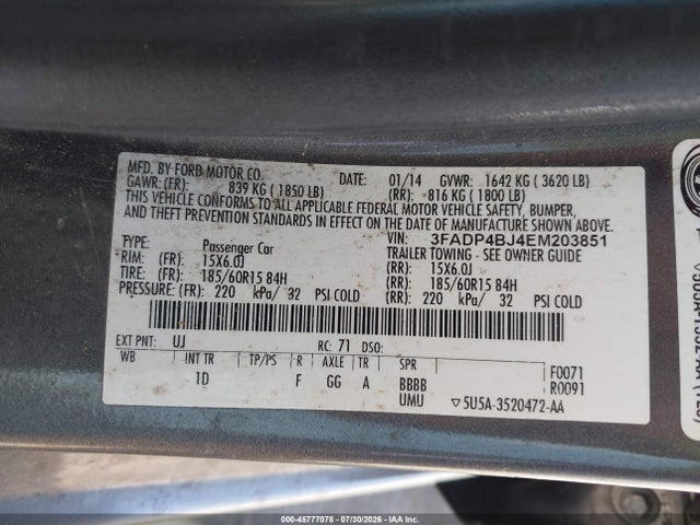 Ford FIESTA SE 2014 3FADP4BJ4EM203851 Image 9