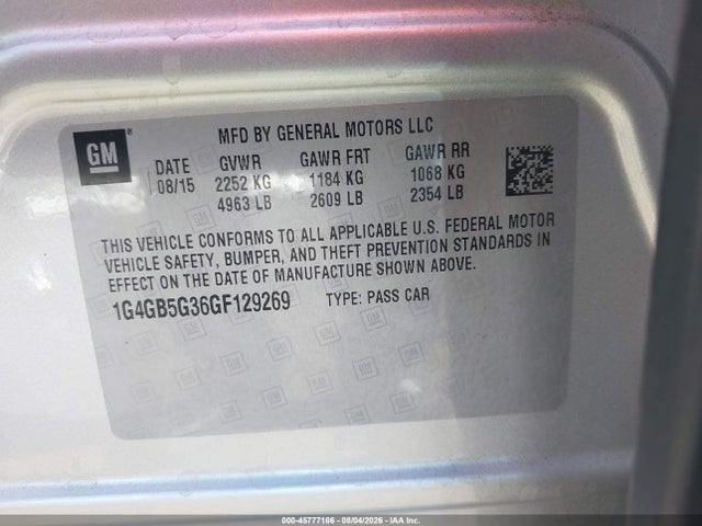 1G4GB5G36GF129269 Buick Lacrosse Leather