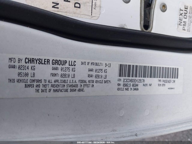 45777190 :رقم المزاد ، 2C3CDXBG5EH129170 vin ، 2014 Dodge Charger Se مزاد بيع