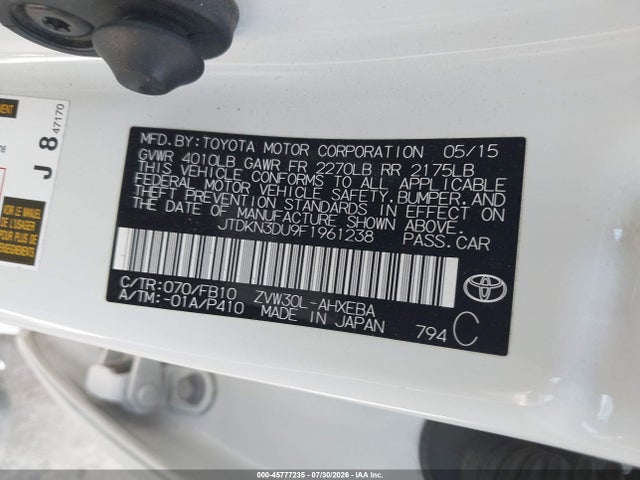 JTDKN3DU9F1961238 Toyota Prius Three