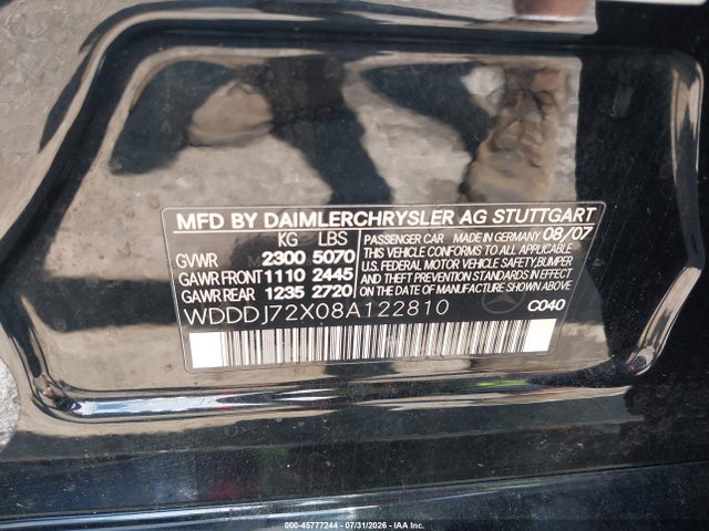 Aukcja sprzedaży 2008 Mercedes-benz Cls 550, vin: WDDDJ72X08A122810, numer aukcji: 45777244