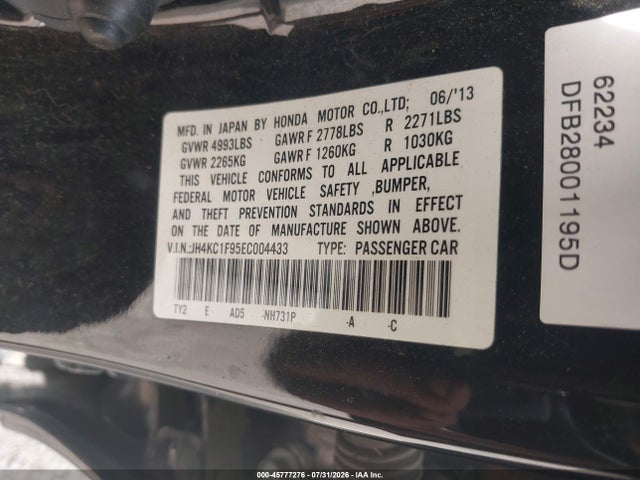 45777276 :رقم المزاد ، JH4KC1F95EC004433 vin ، 2014 Acura Rlx مزاد بيع