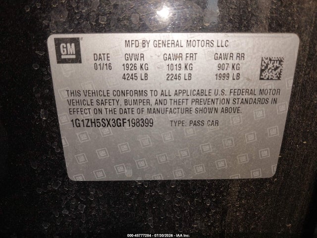 1G1ZH5SX3GF198399 Chevrolet Malibu Premier