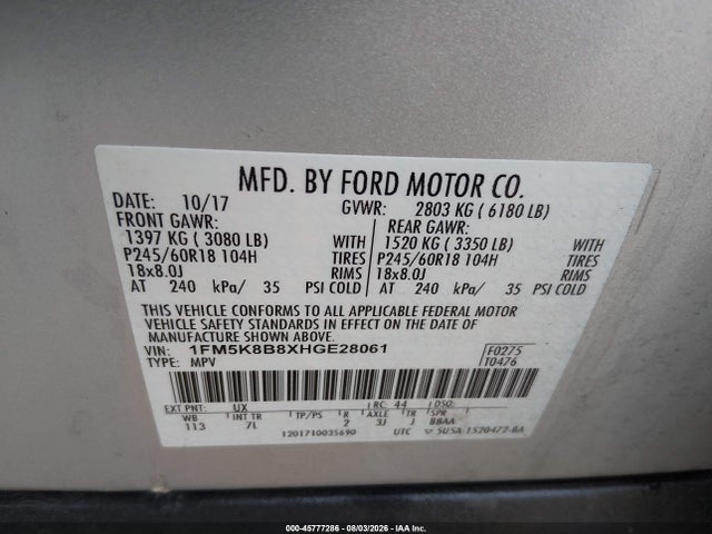 Продажа на аукционе авто 2017 Ford Explorer, vin: 1FM5K8B8XHGE28061, номер лота: 45777286