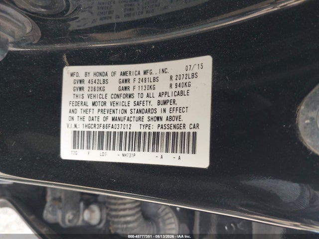 1HGCR3F86FA037012 Honda Accord Ex-l V-6