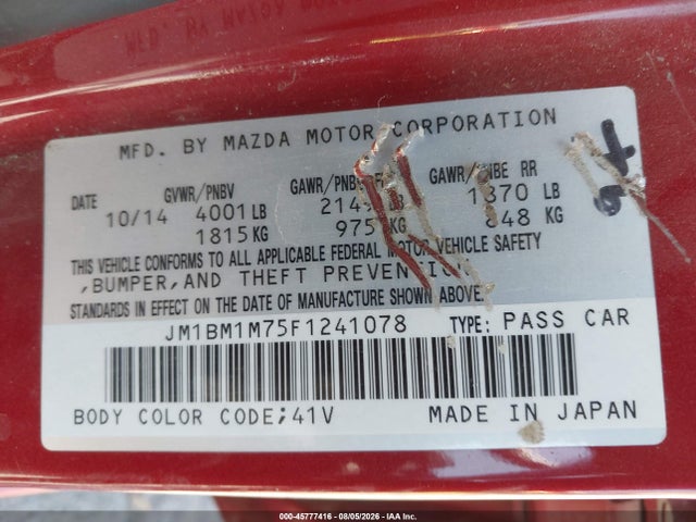 JM1BM1M75F1241078 Mazda Mazda3 I Grand Touring