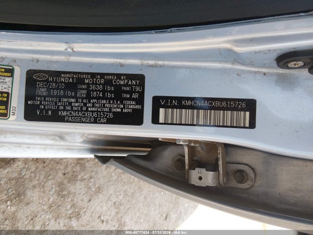 45777424 :رقم المزاد ، KMHCN4ACXBU615726 vin ، 2011 Hyundai Accent Gls مزاد بيع