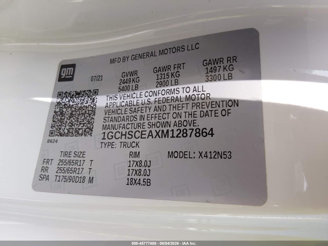 Продаж на аукціоні авто 2021 Chevrolet Colorado 2wd  Long Box Lt, vin: 1GCHSCEAXM1287864, номер лоту: 45777488