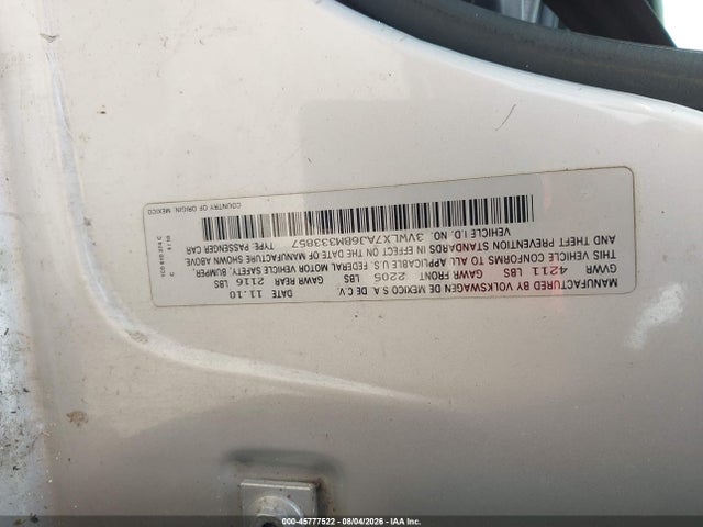45777522 :رقم المزاد ، 3VWLX7AJ6BM333857 vin ، 2011 Volkswagen Jetta 2.5l Sel مزاد بيع