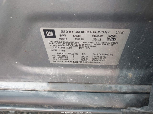 KL4CJFSB4FB126977 Buick Encore Convenience