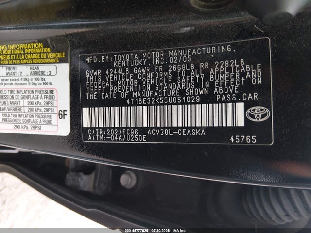 Продаж на аукціоні авто 2005 Toyota Camry Se, vin: 4T1BE32K55U051029, номер лоту: 45777629