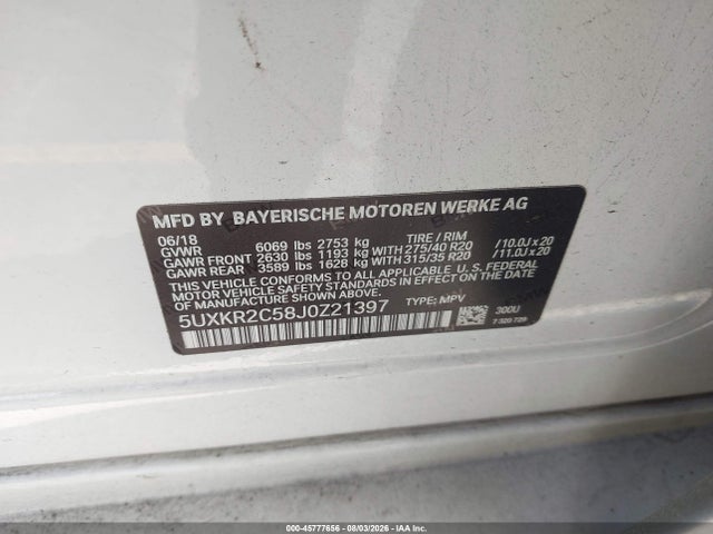 BMW X5 Sdrive35i 2018 5UXKR2C58J0Z21397 Image 9