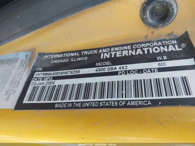 Продаж на аукціоні авто 2005 International 4000 4300, vin: 1HTMMAAM15H676255, номер лоту: 45777747