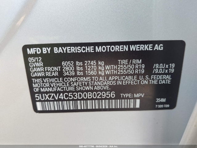 Aukcja sprzedaży 2013 Bmw X5 Xdrive35i/xdrive35i Premium/xdrive35i Sport Activity, vin: 5UXZV4C53D0B02956, numer aukcji: 45777796