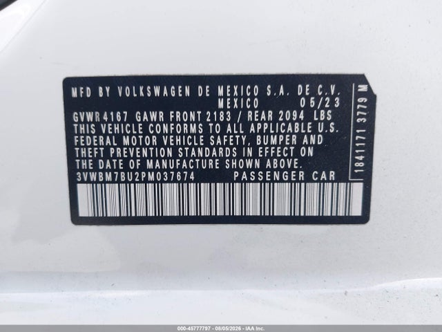 3VWBM7BU2PM037674 Volkswagen Jetta 1.5t Sport