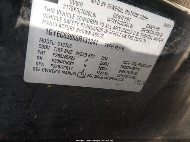 Aukcja sprzedaży 2008 Cadillac Escalade, vin: 1GYEC63868R131341, numer aukcji: 45777886