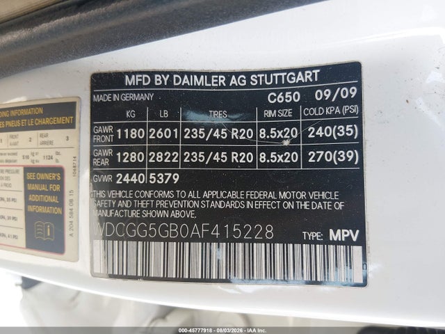 2010 Mercedes-benz Glk 350 მანქანა იყიდება აუქციონზე, vin: WDCGG5GB0AF415228, აუქციონის ნომერი: 45777918