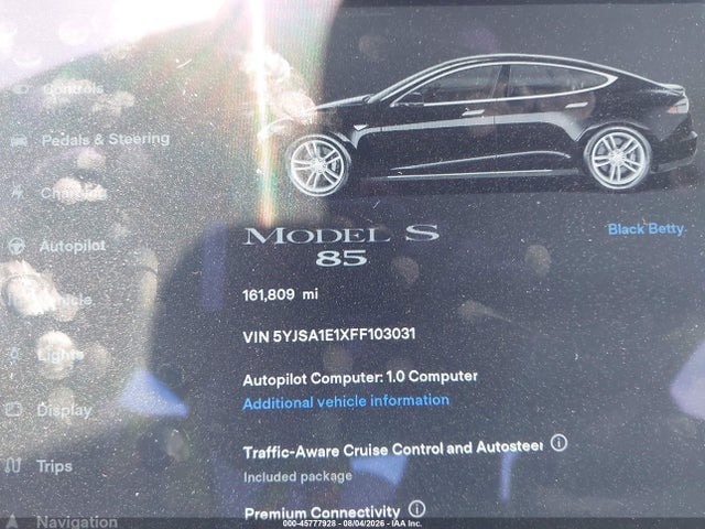Продаж на аукціоні авто 2015 Tesla Model S 60/70/85, vin: 5YJSA1E1XFF103031, номер лоту: 45777928