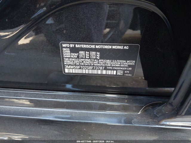 Aukcja sprzedaży 2025 Bmw M340i, vin: 3MW59FT02S8F73787, numer aukcji: 45777946