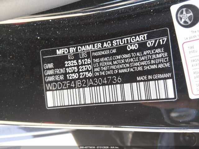 WDDZF4JB2JA304736 Mercedes-Benz E 300