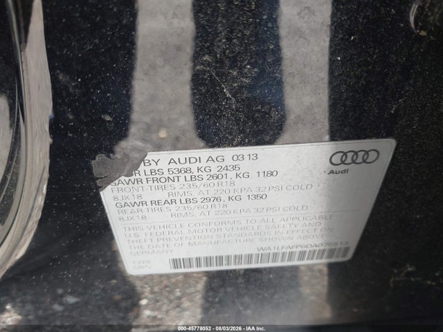 Продаж на аукціоні авто 2013 Audi Q5 2.0t Premium, vin: WA1LFAFP6DA075513, номер лоту: 45778052