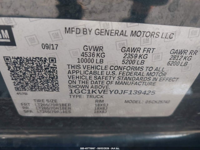 Chevrolet Silverado 2500hd Lt 2018 1GC1KVEY0JF139425 Image 9