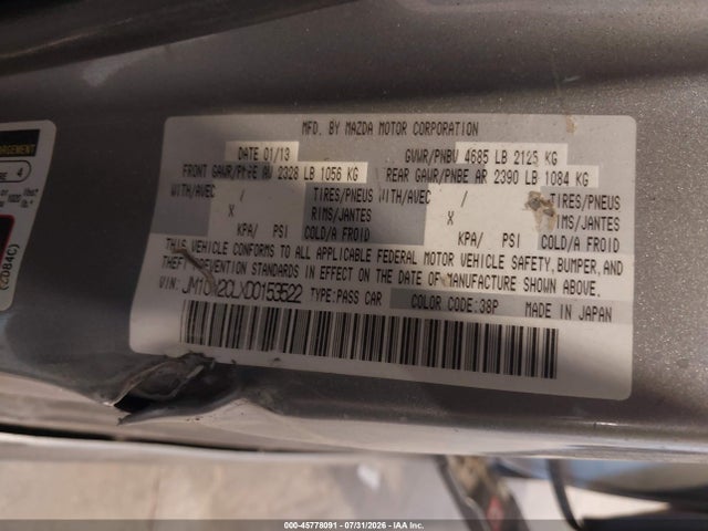 45778091 :رقم المزاد ، JM1CW2CLXD0153522 vin ، 2013 Mazda Mazda5 Touring مزاد بيع