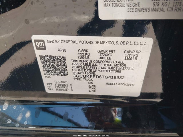 2026 Chevrolet Silverado 1500 4wd  Short Bed Lt Trail Boss მანქანა იყიდება აუქციონზე, vin: 3GCUKFED6TG419982, აუქციონის ნომერი: 45778093
