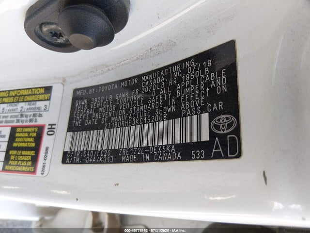 Toyota COROLLA SE 2019 2T1BURHE3KC152008 Image 9