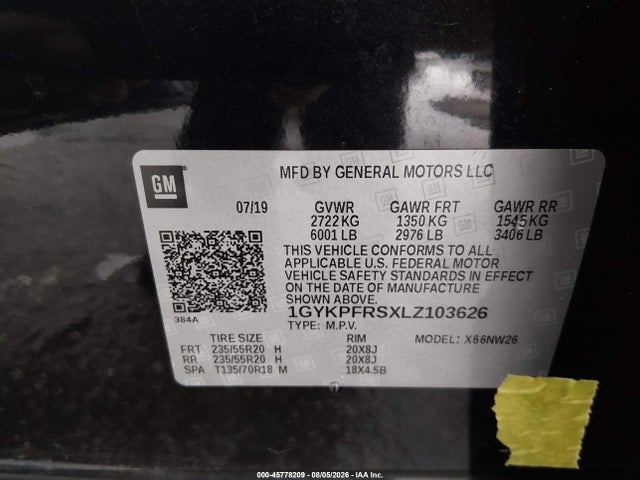 Aukcja sprzedaży 2020 Cadillac Xt6 Awd Premium Luxury, vin: 1GYKPFRSXLZ103626, numer aukcji: 45778209