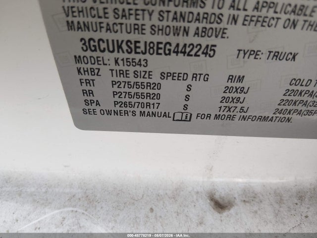 Aukcja sprzedaży 2014 Chevrolet Silverado 1500 Ltz, vin: 3GCUKSEJ8EG442245, numer aukcji: 45778219