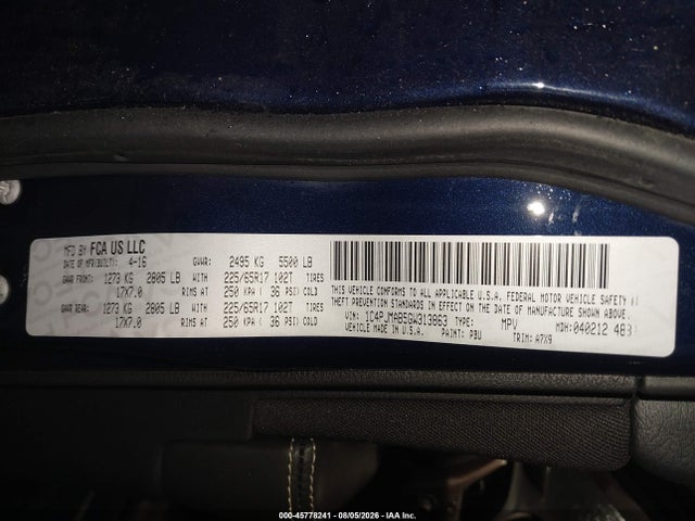 45778241 :رقم المزاد ، 1C4PJMAB5GW313863 vin ، 2016 Jeep Cherokee Sport مزاد بيع