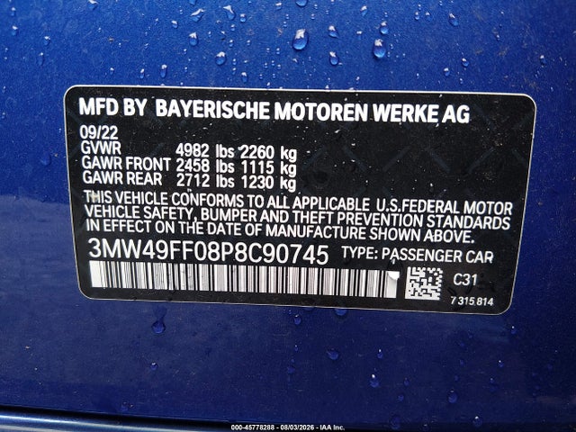 BMW M340I 2023 3MW49FF08P8C90745 Image 9