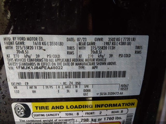 Ford Expedition Xlt Max 2023 1FMJK1J84PEA48022 Image 9