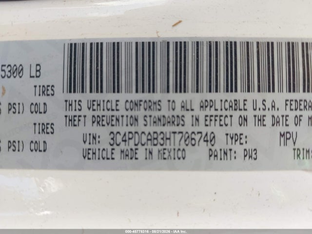 Dodge JOURNEY SE 2017 3C4PDCAB3HT706740 Image 9