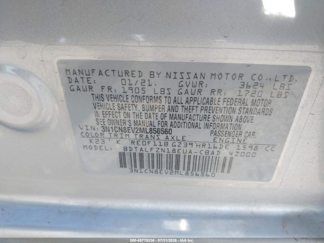Nissan Versa Sv Xtronic Cvt 2021 3N1CN8EV2ML856560 Image 9