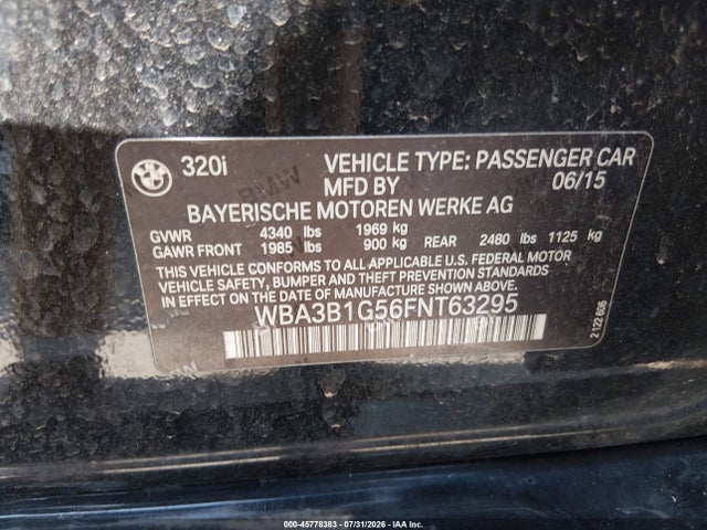 BMW 320i 2015 WBA3B1G56FNT63295 Image 9