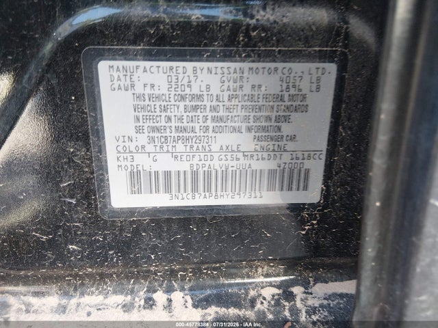 Продаж на аукціоні авто 2017 Nissan Sentra Nismo, vin: 3N1CB7AP8HY297311, номер лоту: 45778384