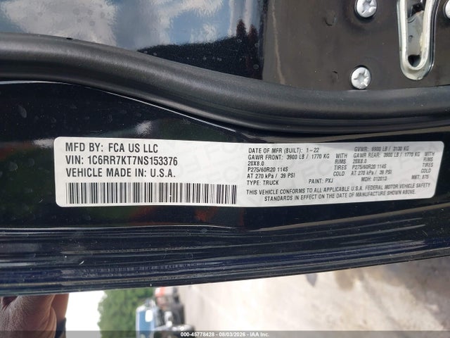Продаж на аукціоні авто 2022 Ram 1500 Classic Express  4x4 5'7 Box, vin: 1C6RR7KT7NS153376, номер лоту: 45778428