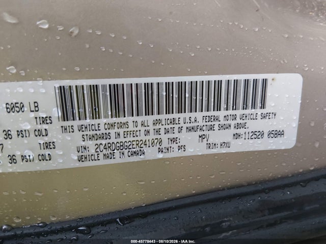 45778443 :رقم المزاد ، 2C4RDGBG2ER241070 vin ، 2014 Dodge Grand Caravan Se مزاد بيع