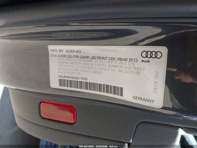 Продажа на аукционе авто 2018 Audi A4 2.0t Premium/2.0t Tech Premium, vin: WAUENAF48JN017976, номер лота: 45778523
